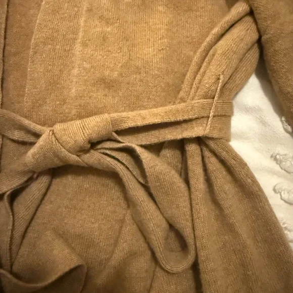 H&M cashmere Camel Tan kimono wrap belt cardigan M New - Picture 7 of 7